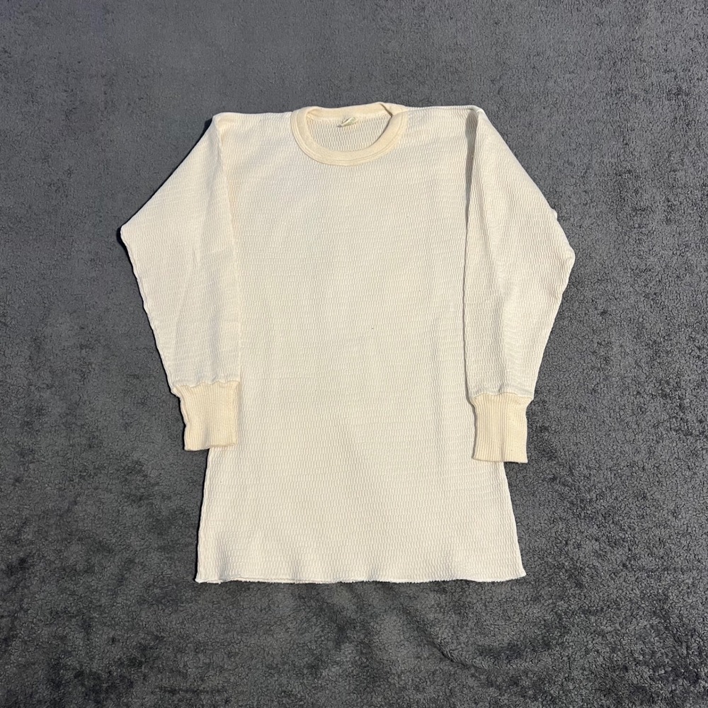 Vintage 70s Hanes Thermal Shirt Mens Medium Waffle Knit Long Sleeve Base Layer